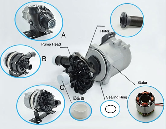 structure électrique des véhicules à moteur de pompe à eau